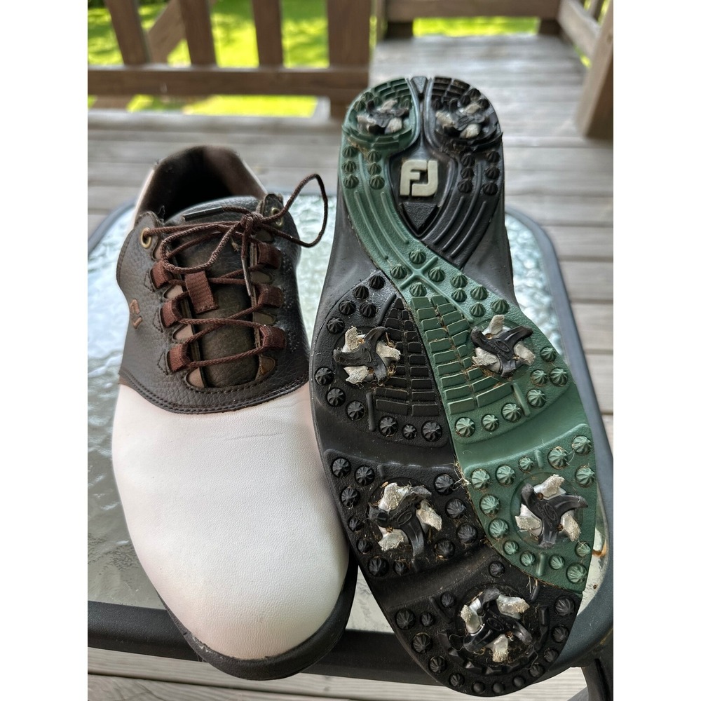 FootJoy Golf Shoes Spiked‎ Leather Comfort Brown White Mens Size 11M